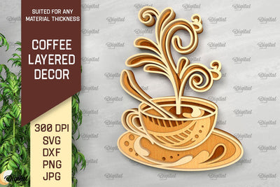 Coffee Layered Wall Decor Laser Cut. Coffee Design SVG SVG Evgenyia Guschina 