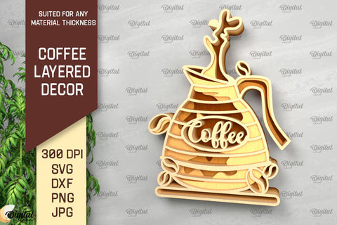 Coffee Layered Wall Decor Laser Cut. Coffee Design SVG SVG Evgenyia Guschina 