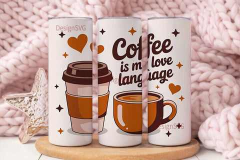 Coffee Love Language 20oz Tumbler Wrap Sublimation DesignSVG 