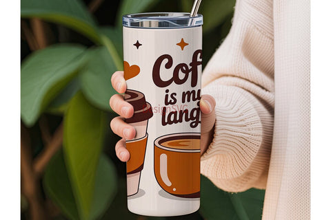 Coffee Love Language 20oz Tumbler Wrap Sublimation DesignSVG 