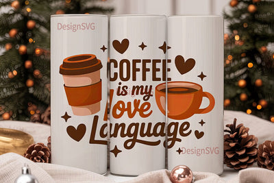 Coffee Love Language 20oz Tumbler Wrap Sublimation DesignSVG 