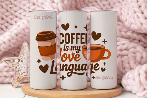 Coffee Love Language 20oz Tumbler Wrap Sublimation DesignSVG 