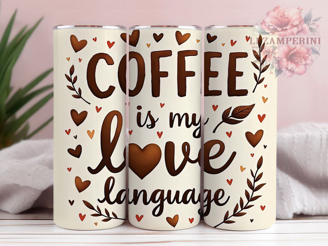 Coffee Love Language Tumbler Wrap, Coffee Lover Design, 20oz Sublimation Wrap, Digital Download Tumbler, Cute Coffee Art, Coffee Themed Drinkware, Funny Coffee Quote Tumbler Sublimation Li Zamperini 