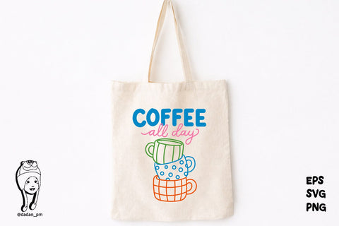 Coffee Lover Coffee All Day Hand-Drawn SVG dadan_pm 