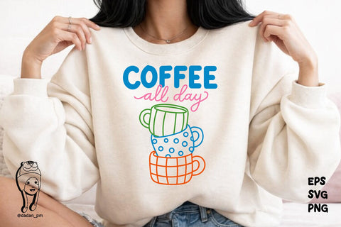 Coffee Lover Coffee All Day Hand-Drawn SVG dadan_pm 