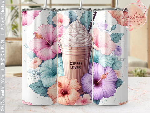 Coffee Lover Florals Tumbler wrap Sublimation PNG Sublimation Luvleigh Digitals 