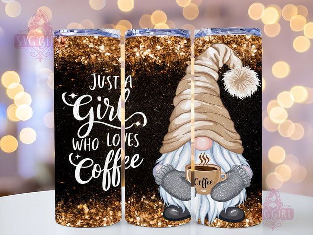 Coffee Lover Girl Gnome 20oz Tumbler Wrap Sublimation Design, Straight Tapered Tumbler Wrap, Coffee Gnome Tumbler Png, Instant Digital Download Sublimation SvggirlplusArt 