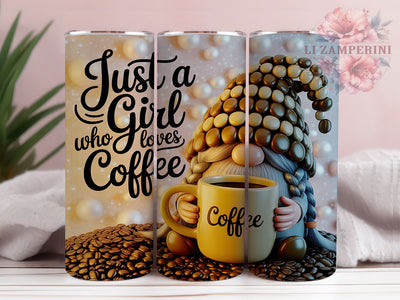 Coffee Lover Gnome Tumbler, Girl Gnome Design, Coffee Gnome Art, 20Oz Wrap Design, Coffee Sublimation, Cute Gnome Theme, Caffeine Lover Design Sublimation Li Zamperini 