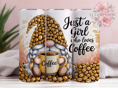 Coffee Lover Gnome Tumbler, Girl Gnome Design, Coffee Gnome Art, 20Oz Wrap Design, Coffee Sublimation, Cute Gnome Theme, Caffeine Lover Design Sublimation Li Zamperini 