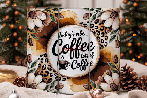 Coffee Lover Leopard 20oz Tumbler Wrap Sublimation DesignSVG 