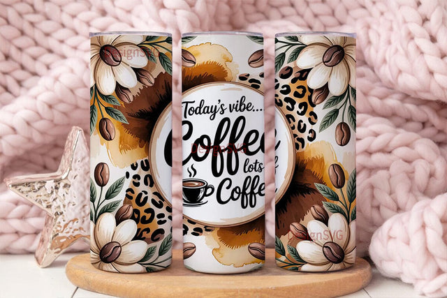 Coffee Lover Leopard 20oz Tumbler Wrap Sublimation DesignSVG 