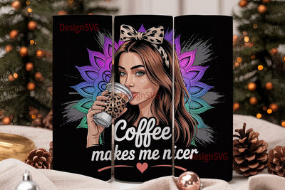 Coffee Lover Mandala 20oz Tumbler Sublimation DesignSVG 