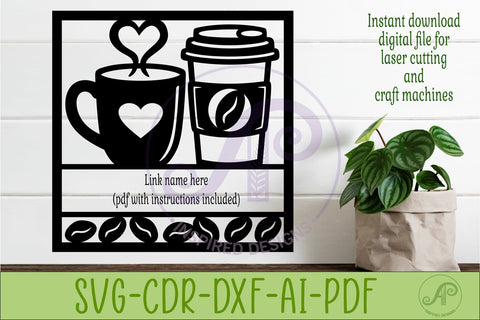 Coffee Lover Name Sign SVG, Personalized Coffee Wall Decor SVG APInspireddesigns 