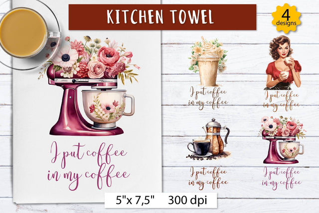 Coffee lover png | Funny Kitchen towel sublimation Sublimation Olga Boat Design 