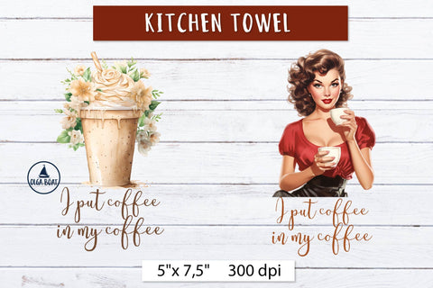 Coffee lover png | Funny Kitchen towel sublimation Sublimation Olga Boat Design 