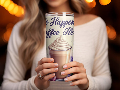 Coffee lover Tumbler Wrap, Life happens Coffee helps PNG Sublimation Luvleigh Digitals 