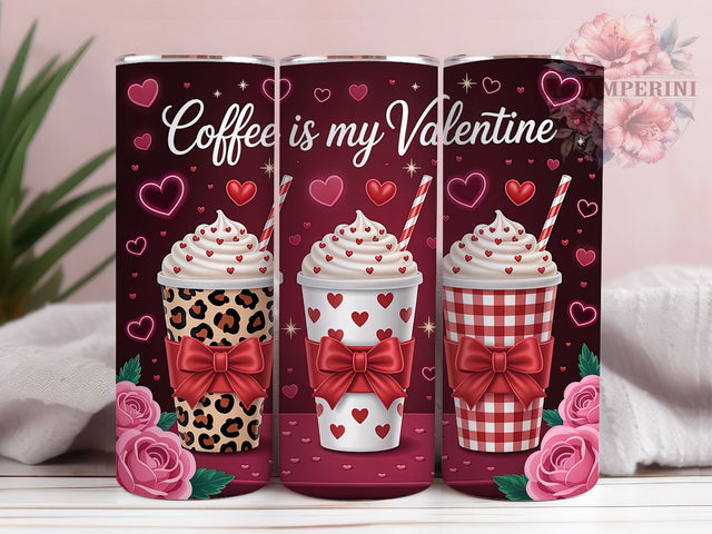Coffee Lover Valentine Tumbler, Love Theme, Valentine's Day, Sublimation Art, 20oz Tumbler, Romantic Wrap, Fun Design Sublimation Li Zamperini 