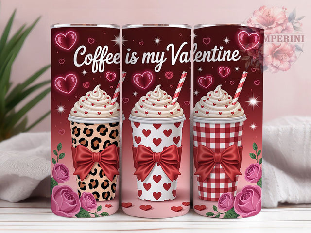 Coffee Lover Valentine Tumbler, Love Theme, Valentine's Day, Sublimation Art, 20oz Tumbler, Romantic Wrap, Fun Design Sublimation Li Zamperini 