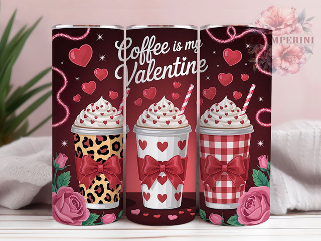 Coffee Lover Valentine Tumbler, Love Theme, Valentine's Day, Sublimation Art, 20oz Tumbler, Romantic Wrap, Fun Design Sublimation Li Zamperini 