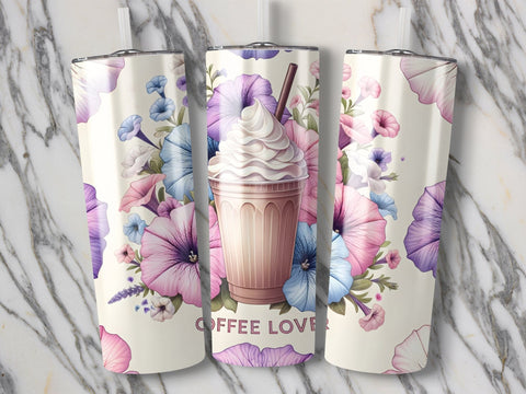 Coffee Lovers Florals Tumbler wrap Sublimation PNG Sublimation Luvleigh Digitals 