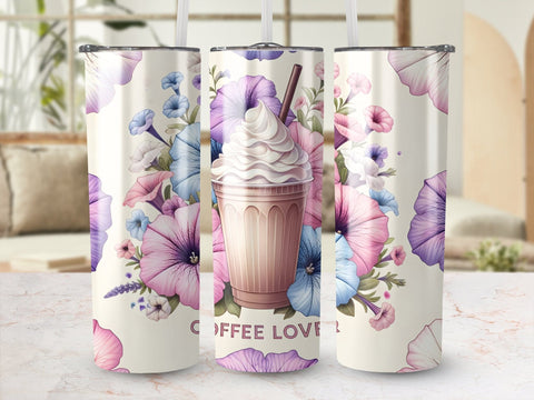 Coffee Lovers Florals Tumbler wrap Sublimation PNG Sublimation Luvleigh Digitals 