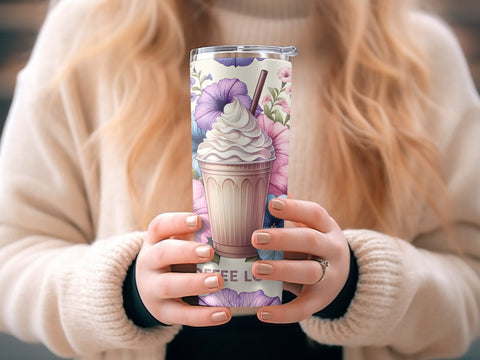 Coffee Lovers Florals Tumbler wrap Sublimation PNG Sublimation Luvleigh Digitals 