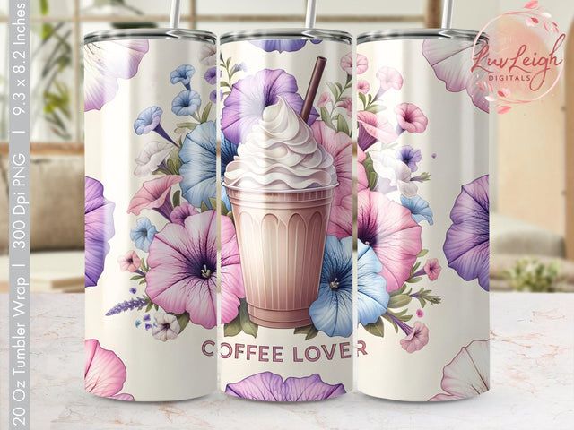 Coffee Lovers Florals Tumbler wrap Sublimation PNG Sublimation Luvleigh Digitals 
