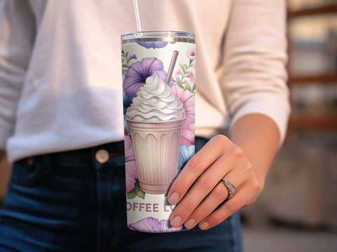 Coffee Lovers Florals Tumbler wrap Sublimation PNG Sublimation Luvleigh Digitals 