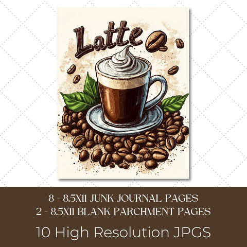 Coffee Lovers Junk Journal Paper | Printable Junk Journal Paper SVG Paige Cole Studio 