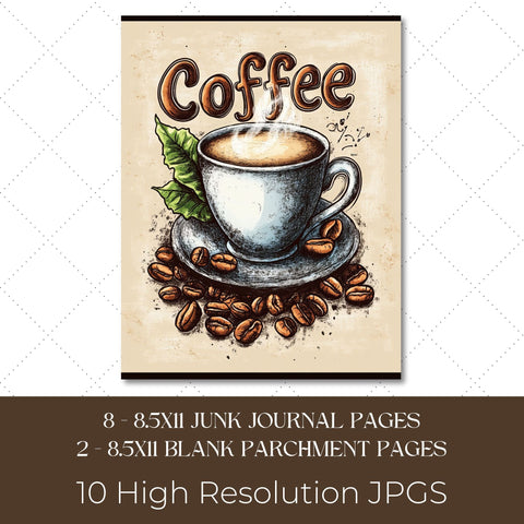 Coffee Lovers Junk Journal Paper | Printable Junk Journal Paper SVG Paige Cole Studio 