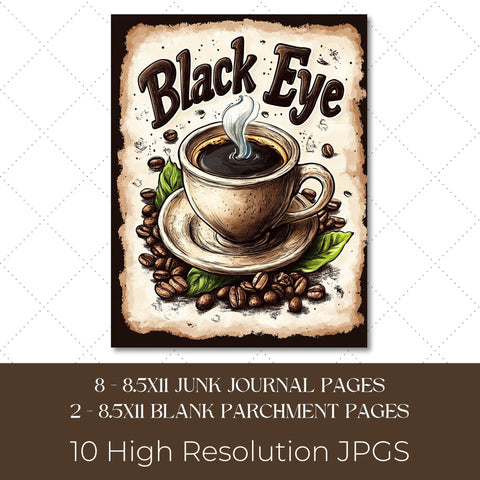 Coffee Lovers Junk Journal Paper | Printable Junk Journal Paper SVG Paige Cole Studio 