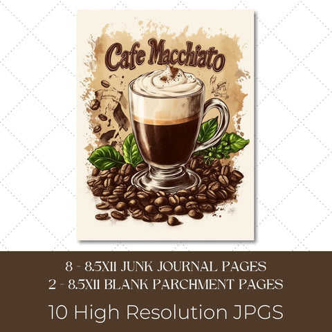 Coffee Lovers Junk Journal Paper | Printable Junk Journal Paper SVG Paige Cole Studio 