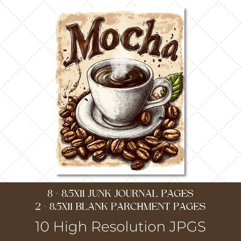 Coffee Lovers Junk Journal Paper | Printable Junk Journal Paper SVG Paige Cole Studio 
