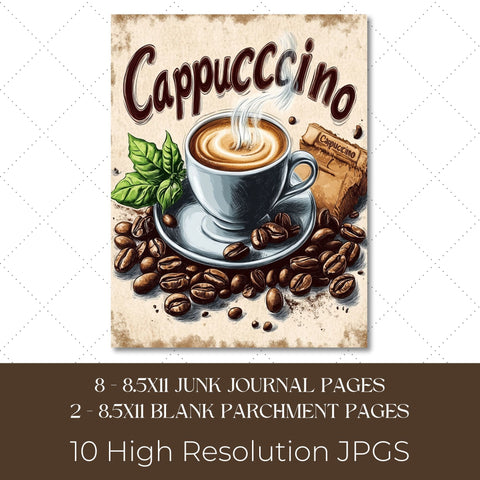 Coffee Lovers Junk Journal Paper | Printable Junk Journal Paper SVG Paige Cole Studio 