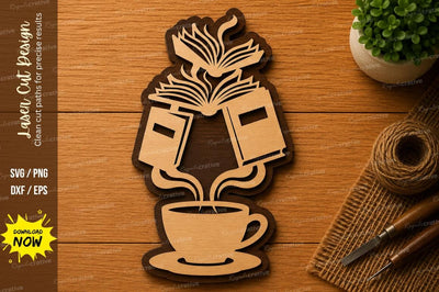 Coffee Lovers SVG | Romantic Coffee Cup Laser Cut File | Glowforge CNC DXF PNG EPS SVG Regulrcrative 