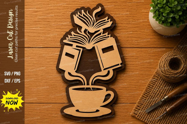 Coffee Lovers SVG | Romantic Coffee Cup Laser Cut File | Glowforge CNC DXF PNG EPS SVG Regulrcrative 