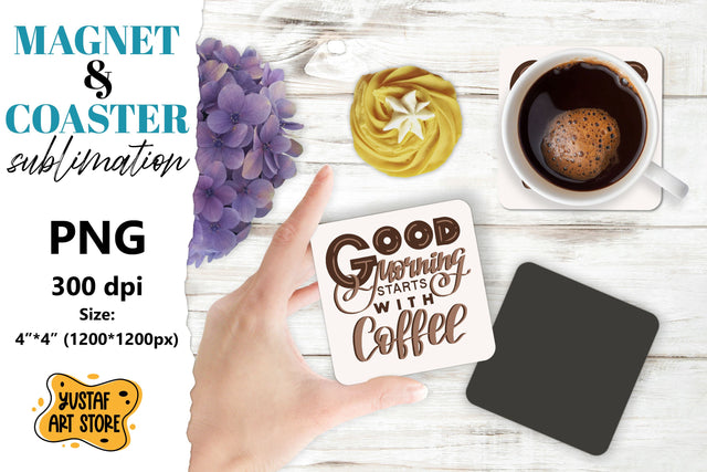 Coffee magnet sublimation/Coffee coaster sublimation Sublimation Yustaf Art Store 