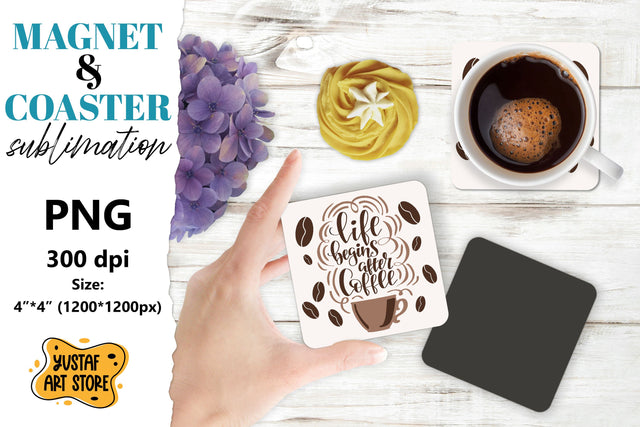 Coffee magnet sublimation/Coffee coaster sublimation Sublimation Yustaf Art Store 
