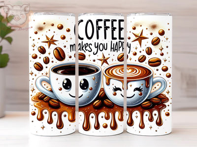 Coffee Makes You Happy 20oz Tumbler Png, Straight & Tapered Tumbler Png, Coffee Love Tumbler Png, Digital Download PNG Sublimation Lara' s Designs 