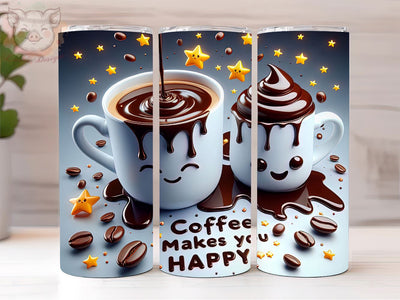 Coffee Makes You Happy 20oz Tumbler Png, Straight & Tapered Tumbler Png, Coffee Love Tumbler Png, Digital Download PNG Sublimation Lara' s Designs 