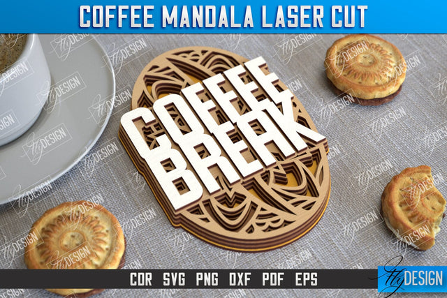 Coffee Mandala Laser Cut | 3D Coffee Cup | 3D Template | CNC File SVG Fly Design 