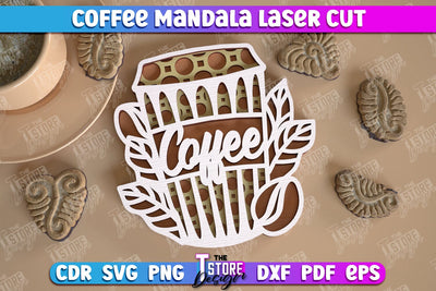 Coffee Mandala Laser Cut | 3D Coffee Cup | 3D Template | Coffee Time | CNC File SVG The T Store Design 