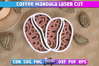 Coffee Mandala Laser Cut | 3D Coffee Cup | 3D Template | Coffee Time | CNC File SVG The T Store Design 