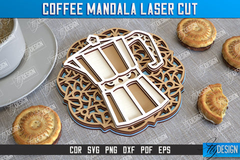 Coffee Mandala Laser Cut Bundle | 3D Coffee Cup | 3D Template | CNC Files SVG Fly Design 