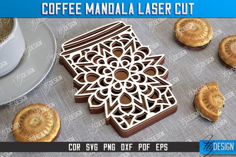 Coffee Mandala Laser Cut Bundle | 3D Coffee Cup | 3D Template | CNC Files SVG Fly Design 