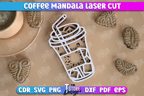 Coffee Mandala Laser Cut Bundle | 3D Coffee Cup | 3D Template | Coffee Time | CNC Files SVG The T Store Design 