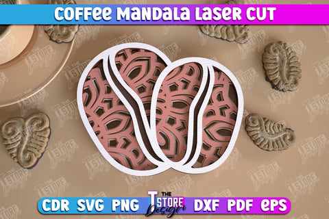 Coffee Mandala Laser Cut Bundle | 3D Coffee Cup | 3D Template | Coffee Time | CNC Files SVG The T Store Design 