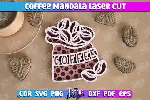 Coffee Mandala Laser Cut Bundle | 3D Coffee Cup | 3D Template | Coffee Time | CNC Files SVG The T Store Design 