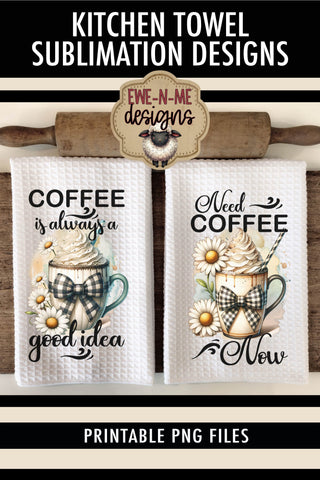 Coffee Mug Plaid Bow Daisy Kitchen Towel Sublimation Designs Sublimation Ewe-N-Me Designs 
