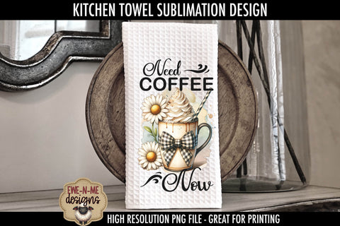 Coffee Mug Plaid Bow Daisy Kitchen Towel Sublimation Designs Sublimation Ewe-N-Me Designs 